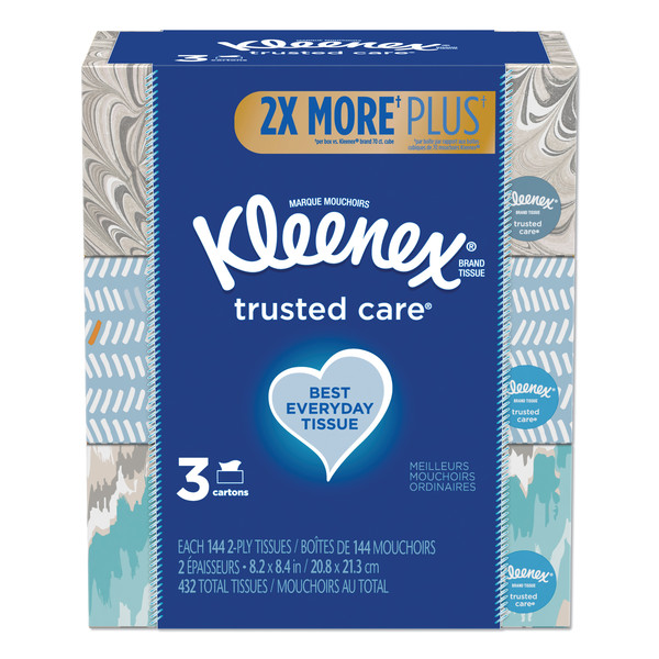 Kleenex Trusted Care 2 Ply Facial Tissue, 144 Sheets 50219